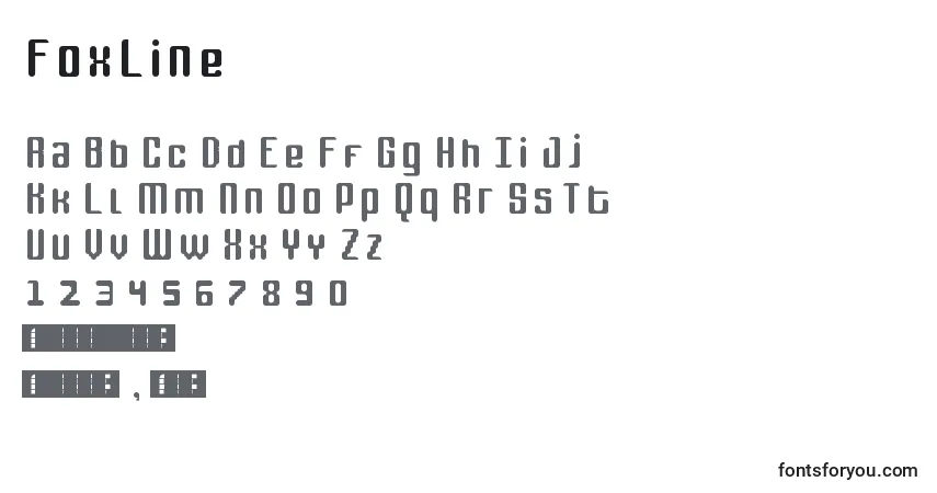 A fonte FoxLine – alfabeto, números, caracteres especiais