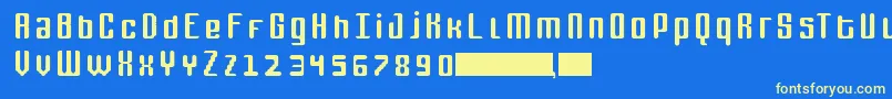 FoxLine-Schriftart – Gelbe Schriften auf blauem Hintergrund