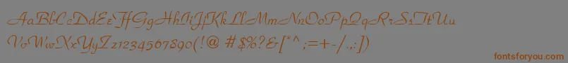 フォントPeperomiaRegular – 茶色の文字が灰色の背景にあります。