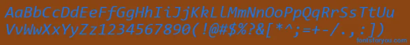 ConsolasItalic-Schriftart – Blaue Schriften auf braunem Hintergrund