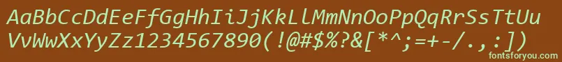 Fonte ConsolasItalic – fontes verdes em um fundo marrom