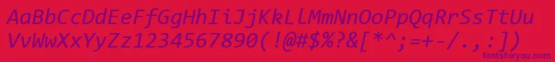フォントConsolasItalic – 赤い背景に紫のフォント