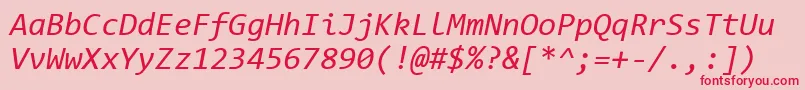Czcionka ConsolasItalic – czerwone czcionki na różowym tle