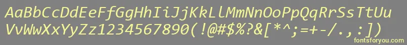 フォントConsolasItalic – 黄色のフォント、灰色の背景