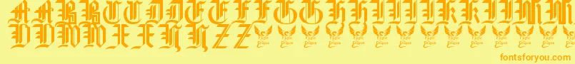 GothicStraightFaced16thC. Font – Orange Fonts on Yellow Background