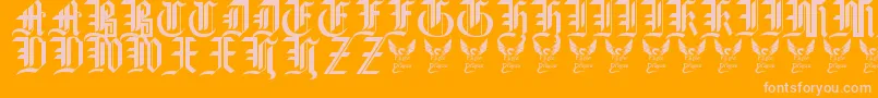 GothicStraightFaced16thC. Font – Pink Fonts on Orange Background