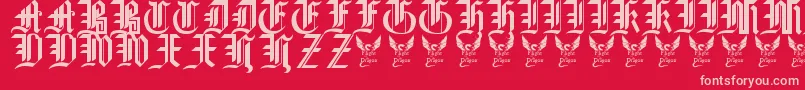 GothicStraightFaced16thC. Font – Pink Fonts on Red Background