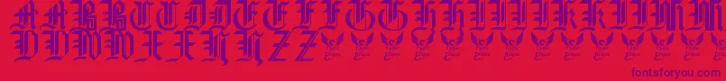 GothicStraightFaced16thC. Font – Purple Fonts on Red Background