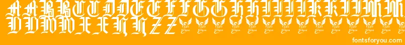GothicStraightFaced16thC. Font – White Fonts on Orange Background