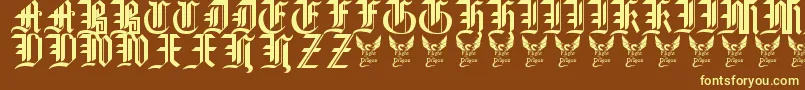 GothicStraightFaced16thC. Font – Yellow Fonts on Brown Background