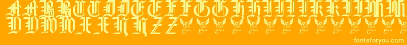 GothicStraightFaced16thC. Font – Yellow Fonts on Orange Background