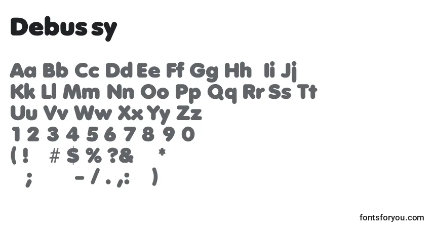 A fonte Debussy – alfabeto, números, caracteres especiais