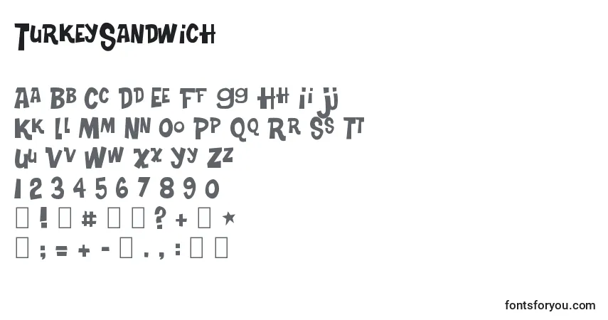 Schriftart TurkeySandwich – Alphabet, Zahlen, spezielle Symbole