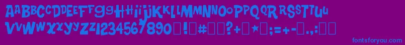 フォントTurkeySandwich – 紫色の背景に青い文字