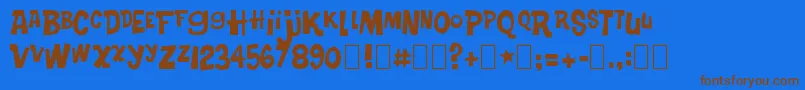 フォントTurkeySandwich – 茶色の文字が青い背景にあります。