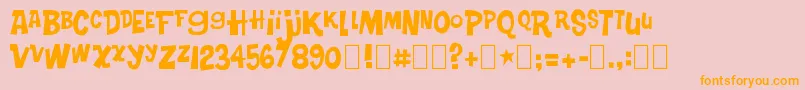 フォントTurkeySandwich – オレンジの文字がピンクの背景にあります。
