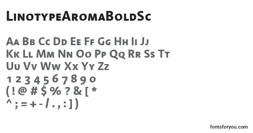Czcionka LinotypeAromaBoldSc – alfabet, cyfry, specjalne znaki