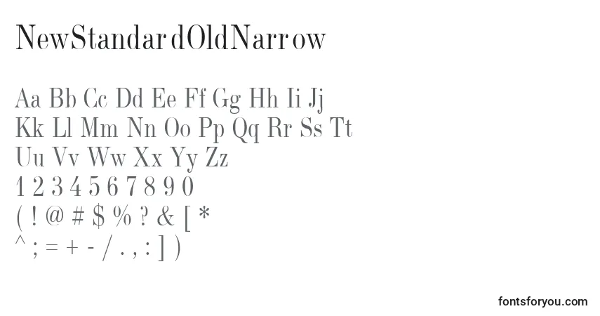 NewStandardOldNarrow-fontti – aakkoset, numerot, erikoismerkit