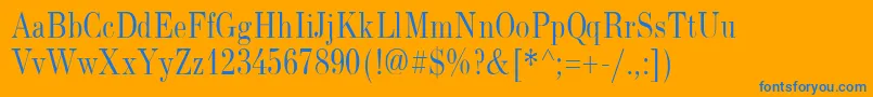 NewStandardOldNarrow-fontti – siniset fontit oranssilla taustalla