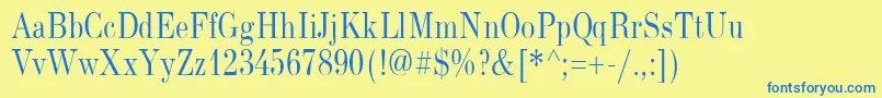 NewStandardOldNarrow Font – Blue Fonts on Yellow Background