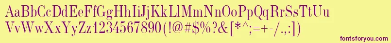 NewStandardOldNarrow Font – Purple Fonts on Yellow Background
