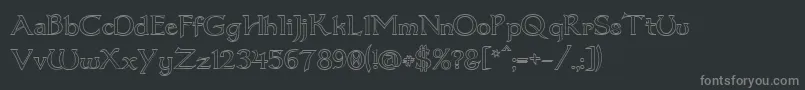 フォントDumbledor1Outline – 黒い背景に灰色の文字