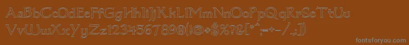 フォントDumbledor1Outline – 茶色の背景に灰色の文字