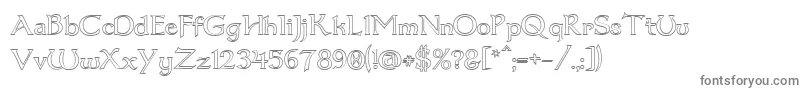 フォントDumbledor1Outline – 白い背景に灰色の文字