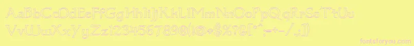 Dumbledor1Outline-Schriftart – Rosa Schriften auf gelbem Hintergrund