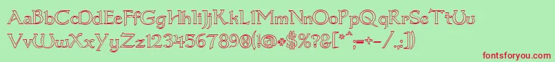 Dumbledor1Outline Font – Red Fonts on Green Background