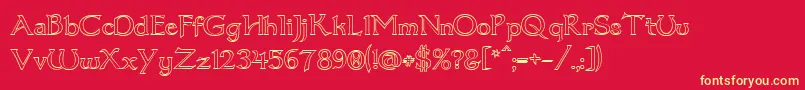 Dumbledor1Outline Font – Yellow Fonts on Red Background