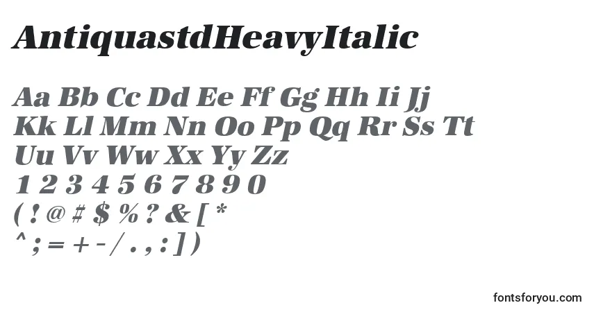 Шрифт AntiquastdHeavyItalic – алфавит, цифры, специальные символы