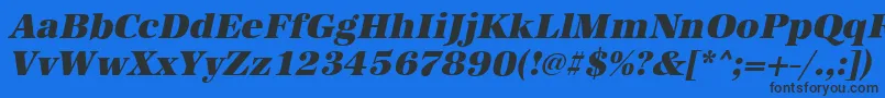 Fonte AntiquastdHeavyItalic – fontes pretas em um fundo azul