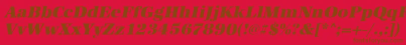 Fonte AntiquastdHeavyItalic – fontes marrons em um fundo vermelho