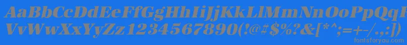 Fonte AntiquastdHeavyItalic – fontes cinzas em um fundo azul