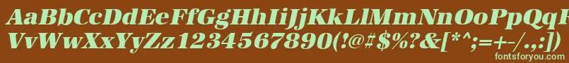 フォントAntiquastdHeavyItalic – 緑色の文字が茶色の背景にあります。