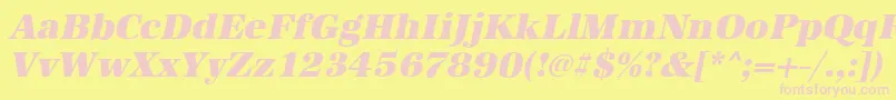 Fonte AntiquastdHeavyItalic – fontes rosa em um fundo amarelo