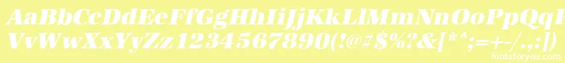 Fonte AntiquastdHeavyItalic – fontes brancas em um fundo amarelo