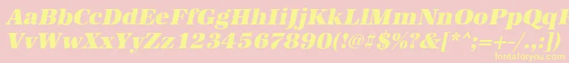 AntiquastdHeavyItalic-Schriftart – Gelbe Schriften auf rosa Hintergrund