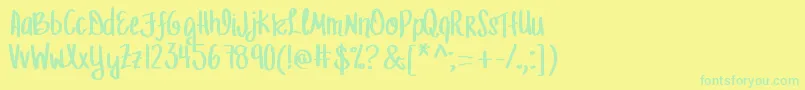 Weitere Informationen zur MrfLetFreedomRing-Schriftart MrfLetFreedomRing-Schriftart – Grüne Schriften auf gelbem Hintergrund