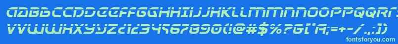 Universaljacklaserital Font – Green Fonts on Blue Background