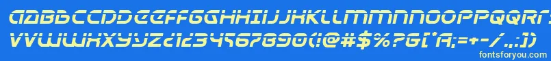 Universaljacklaserital Font – Yellow Fonts on Blue Background