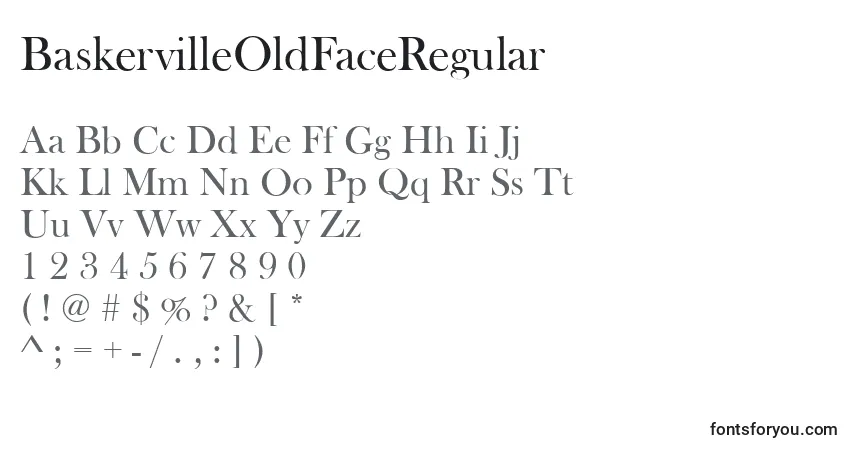 BaskervilleOldFaceRegularフォント–アルファベット、数字、特殊文字