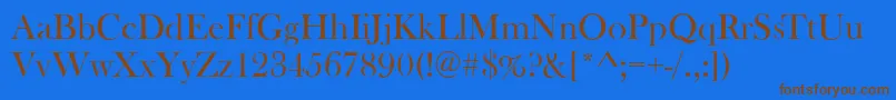 BaskervilleOldFaceRegular-Schriftart – Braune Schriften auf blauem Hintergrund