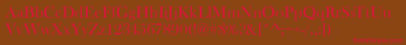 フォントBaskervilleOldFaceRegular – 赤い文字が茶色の背景にあります。