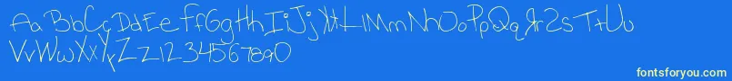 MtfRhesa-Schriftart – Gelbe Schriften auf blauem Hintergrund