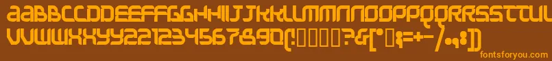 フォントQuestionoftimesimple – オレンジ色の文字が茶色の背景にあります。