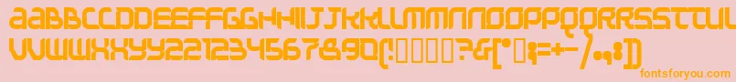 フォントQuestionoftimesimple – オレンジの文字がピンクの背景にあります。