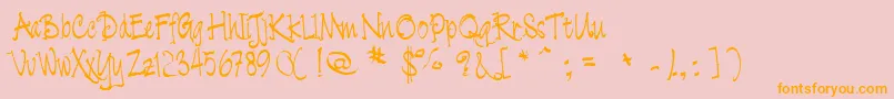 Cratch ffy-Schriftart – Orangefarbene Schriften auf rosa Hintergrund