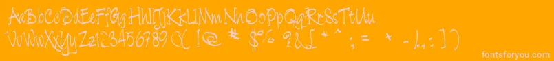 Cratch ffy-Schriftart – Rosa Schriften auf orangefarbenem Hintergrund